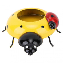 5.4cm Diameter Flower Pot Decor Ladybug Shaped Smoothing Surfaces Iron Planter Pot for Garden Yellow