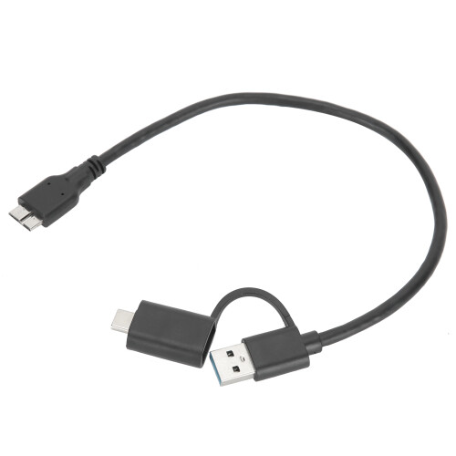 PVC 2-in-1 USB-C zu Micro USB Datenkabel 32cm Schwarz 1