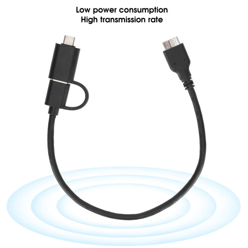 PVC 2-in-1 USB-C zu Micro USB Datenkabel 32cm Schwarz 2