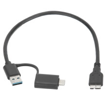 PVC 2-in-1 USB-C zu Micro USB Datenkabel 32cm Schwarz