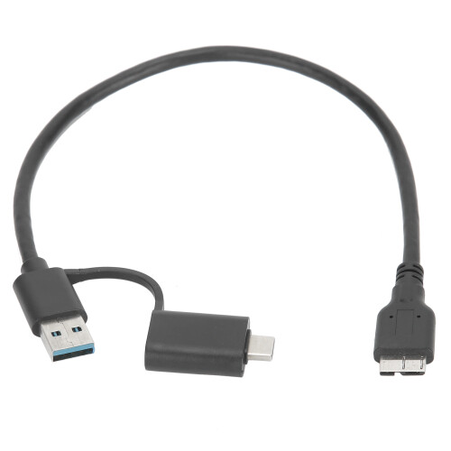 PVC 2-in-1 USB-C zu Micro USB Datenkabel 32cm Schwarz