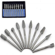 10pcs Tungsten Carbide Burres Rotary Burrs, Metal Burr Grinding Head for Dremel Rotary Tools, Grinder And Woodworking, Engraving, Metal Polishing