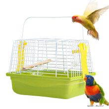 Vogelreisetasche – Tragbarer Vogelkäfig für Papageien, Sittiche, Nymphensittiche | 23x17x17 cm, PC-Konstruktion, inklusive Futterbecher