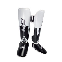 Professional Shin Guards for Martial Arts - White Adult Size Leg Protection for Karate, MMA, Kickboxing, Thai Training