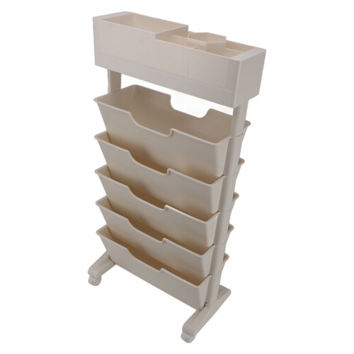 Beige White Bookshelf Plastic Bookcase Narrow Book 2