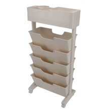 Beige White Bookshelf Plastic Bookcase Narrow Book