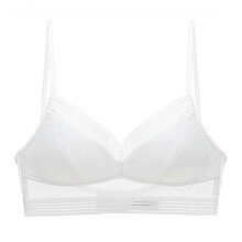 Low Back Comfort Lifting Bra Lace Bralette Bra Dot Mesh Ultra Thin Ladies Women Crop Top Bra (White)XL