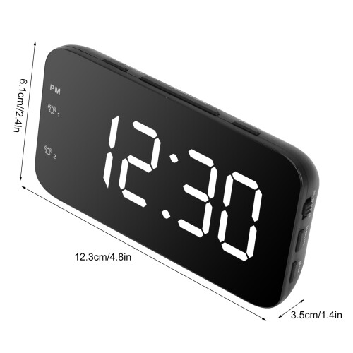 LED-Digital-Wecker Tragbarer Tischwecker mit Schlummerfunktion, Weiß 2