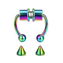 Magnetic Fake Nose Ring Stainless Steel Faux False Nose Ring Non-pierced Clips On Nose Hoop RingsMulticolour