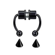 Magnetic Fake Nose Ring Stainless Steel Faux False Nose Ring Non-pierced Clips On Nose Hoop RingsBlck