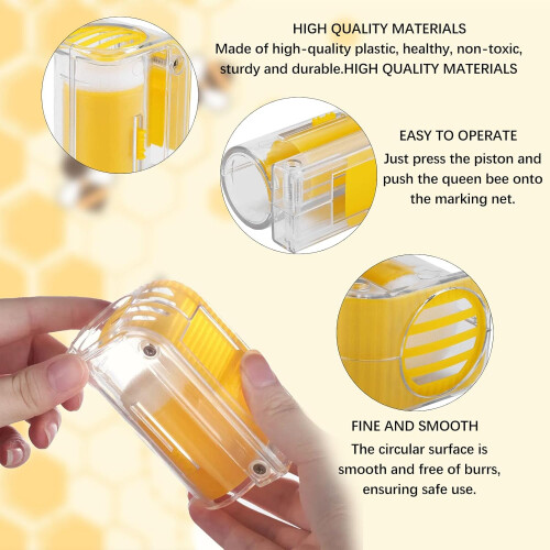 Queen Bee Cage, Plastic Queen Bee Marker Catcher, Beekeeping Plunger Tool, Durable Bee Marking Bottle 1
