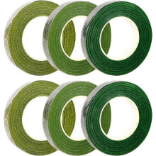 Floral Tape Stem Wrap Green Tape for Bouquet Flowers,Pack of 6