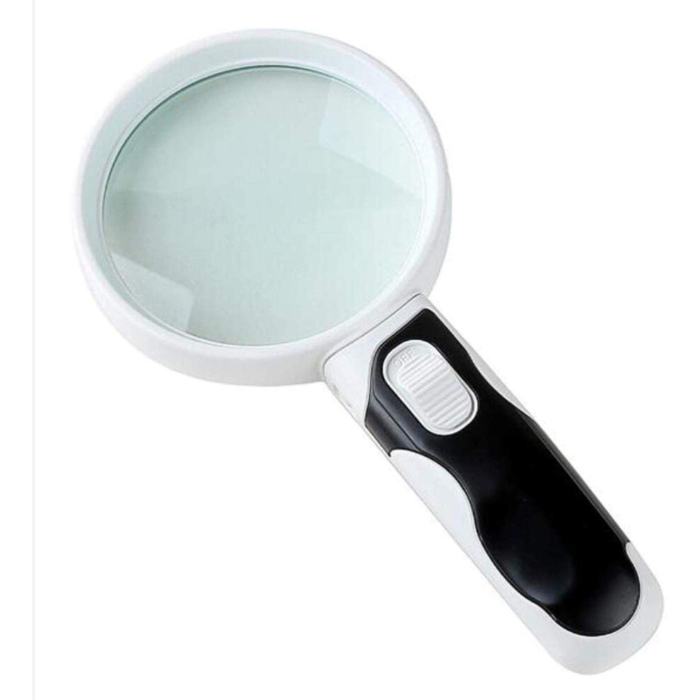 90 mm, 2.5x Magnification, 2 LED Lights, Clear Handheld Magnifier for Reading Maps and Watch Repair
