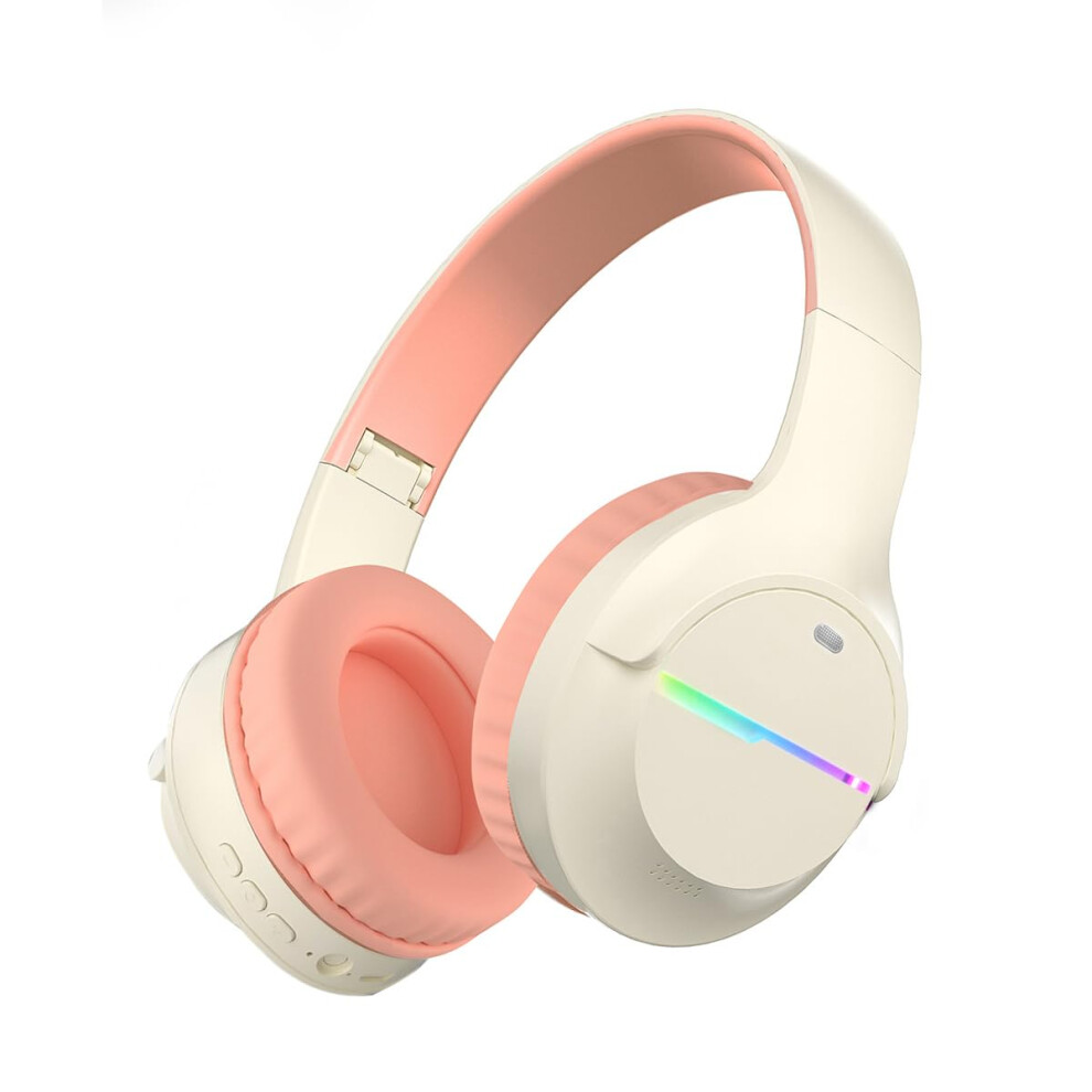 Wireless Bluetooth Headphones With Colorful Lights, Foldable Design, Stereo Surround Sound, Large Battery, Built-In Microphone, Pink 6447073327131