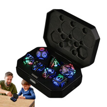 Luminous Dice Set, Rechargeable Polyhedral RPG Flashing Dice with Snowflake Style, Electronic Role Playing Game Dice with Charging Case