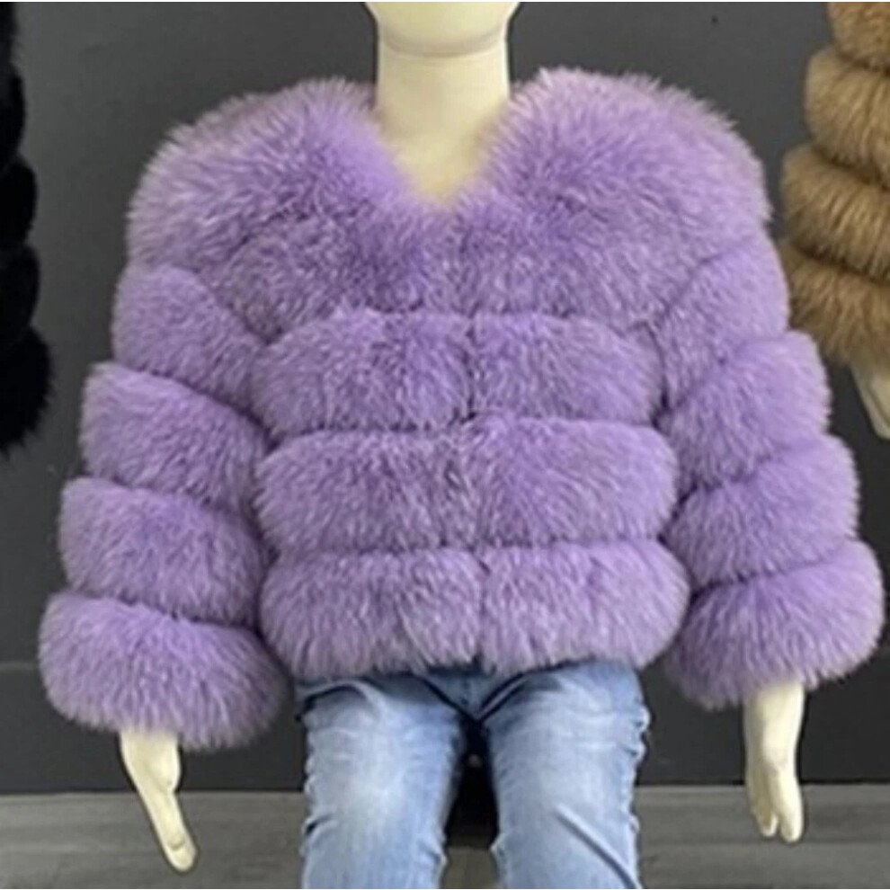 (Purple, 120cm?5-6years)) Top Faux Fox Fur TOP Quality Kids Girls Baby THICK PARKER WARM Coat JACKET COAT-image-OPC-PK9QFNX-NEW