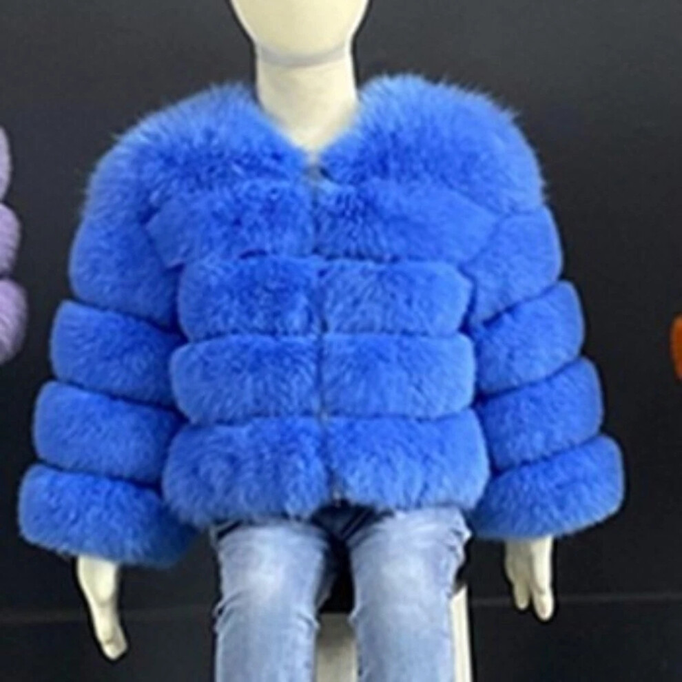 (Blue, 150cm?9-10 years )) Top Faux Fox Fur TOP Quality Kids Girls Baby THICK PARKER WARM Coat JACKET COAT-image-OPC-PK9QFHS-NEW