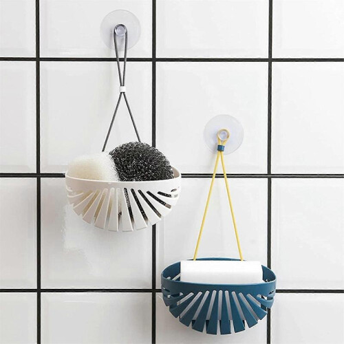 Sink Sponge Holder Hanging Kitchen Sink Caddy Adjustable Strap Kitchen Sink Organizer Space SavingWhite 1