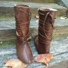 (Brown4, US11=UK9=EUR44=feet length 27cm) Medieval Viking Leather Boots Brown Boots Men's Shoe Knight Boots