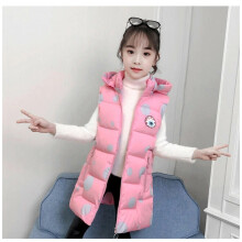 (Pink, 9-10 Years) Kids Baby Girls Vest Bodywarmer Gilet Padded Thick Long Jacket Hooded Coat Vests
