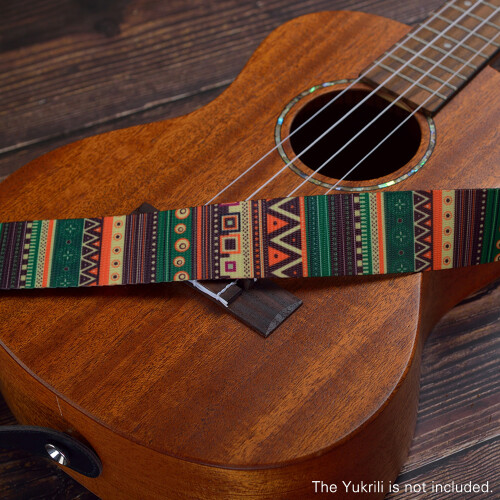Bequemer Polyester-Ukeleseongurt mit stilvollem Muster und Lederenden 2