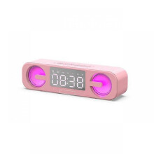 (Pink) Portable Bluetooth Speakers Lamp with Bluetooth Sound Powerful Bluetooth Speaker Box With Clock LED Display For Mobile Phone PC