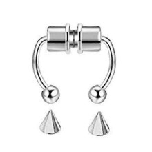 Magnetic Fake Nose Ring Stainless Steel Faux False Nose Ring Non-pierced Clips On Nose Hoop RingsRigid Color