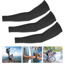 Sonnen UV-Schutz Laufarmstulpen 3er Set Elastische Sportwärmer Schwarz L