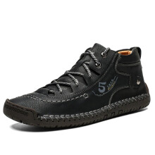 (Black, UK 10 / EU 45) Mens Hand Stitched Shoes Casual Light Comfy Lace Trainers Walk Gym Jogging Boots