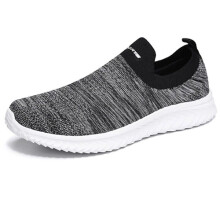 (White & Grey, UK 7 / EUR 41) Mens Womens Slip On Wide Fit Memory Foam Casual Walking Gym Sports Trainers Size