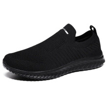 (All Black, UK 8.5 / EUR 43) Mens Womens Slip On Wide Fit Memory Foam Casual Walking Gym Sports Trainers Size