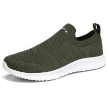 (ArmyGreen, UK 8.5 / EUR 43) Mens Womens Slip On Wide Fit Memory Foam Casual Walking Gym Sports Trainers Size