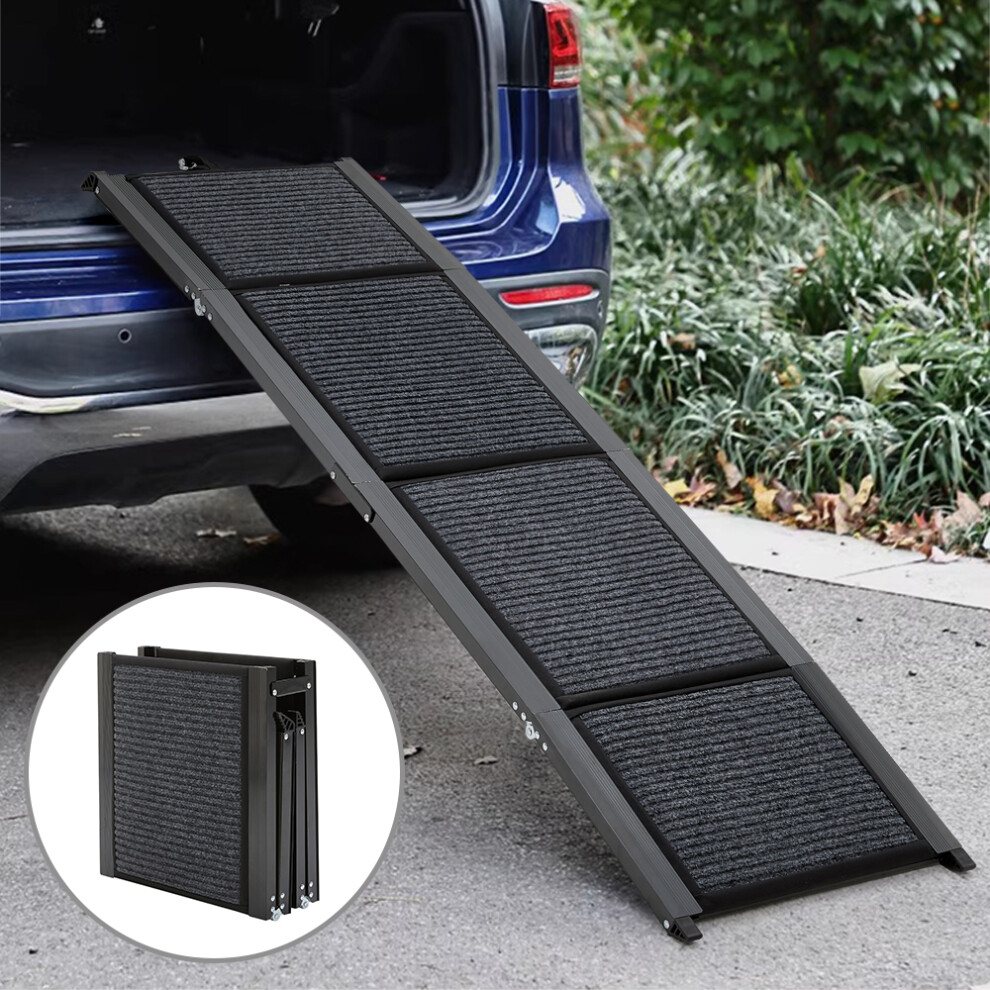 160x44cm Outdoor Foldable Metal Dog Ramp Non-slip Pet Ladder For Car