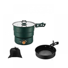 (Non-stick 1 220V) 110V/220V Travel Rice Cooker Portable Split Frying Pan Electric Stew Soup Pot Boiler Cooking Skillet Mini Hotpot Food Steamer