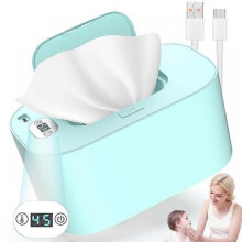 (Blue) Wipe Warmer for Vehicle and Home Use Advanced Baby Wet Wipes Dispenser and Diaper Wipe Warmer Adjustable Temperature Display