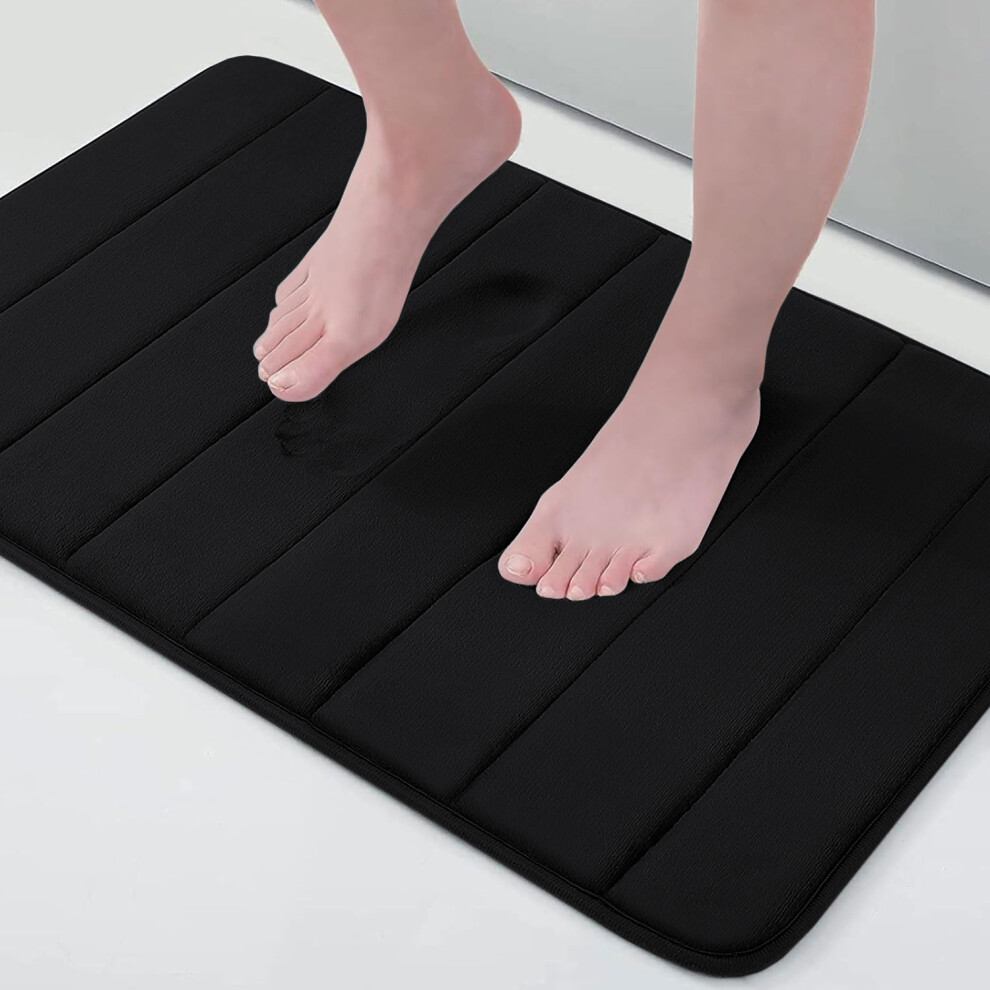 (50x80cm-Large Bath Mat, Black) Memory Foam Bath Mat - Soft Non-Slip Quick Dry-image-OPC-PK9QMJB-NEW