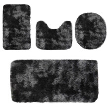 (Black) Colorful Bath Mat Set 4pcs