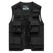 (black, EU 3XL=Tag 4XL) NEW Men Multi Pocket Workwear Vest Waistcoat Fishing Gilet Fisherman Utility Top