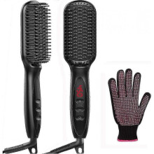 Hair Straightener Brush, 2-in-1 Ionic Enhanced Straightening Brush with Anti-scald Feature, 30s Fast zxin