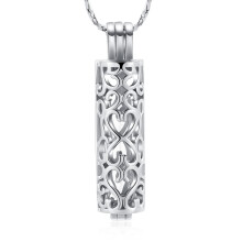 Cremation Jewelry Urn Necklace for Ashes with Hollow Glass Vial Cylinder Pendant Keepsake Locket for Men Women Pet Silver