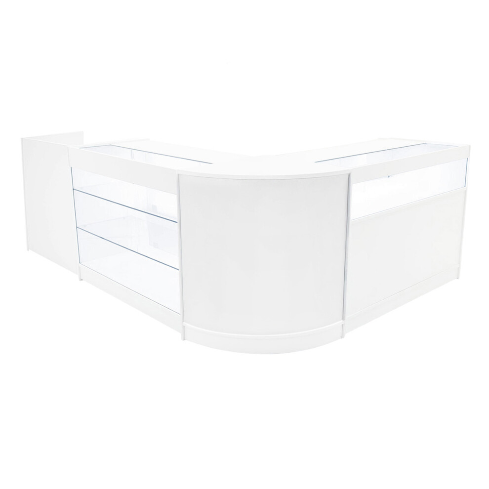 Monstershop (2 X 1200Mm W Counters & X 600Mm W Corner Unit - ) Shop Counter Set Polaris Led Lockable Retail White/Light Size 2