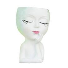 Cute Flower Pot/Face Flower Pot, for Indoor Plants, Girl Face Flower Pot Cute Lady Flower Pot,White