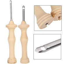 2 Stück Punch Needle Stickerei-Set Holzgriff Faden-Nadel DIY Handarbeit Bastelarbeiten