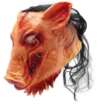 Halloween-pelottavat naamarit, uutuus, sianpään kauhu hiusnaamioilla, Caveira-cosplay-puku, realistinen