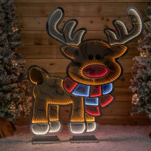 1.20m x 1.9m Light up Cute Christmas Reindeer Infinity Mirror Decoration with Multi-Coloured LEDs