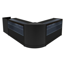 (2 x 1200mm W Counters & 2 x 600mm W Corner Unit - Black) Shop Counter Set Phoenix LED Light Lockable Retail Display