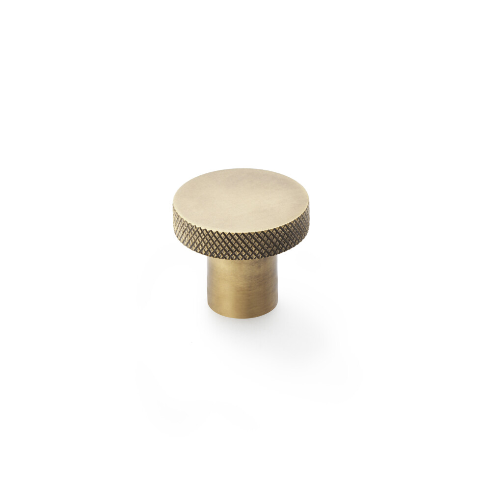 (38Mm Knob) Antique Brass Cabinet Knurled Edge Knob Circular 5056767304993
