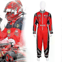 (M)Rennfahrer Cosplay Kostüm Unisex roter Overall mit Gürtel S/M/L/XL/XXL