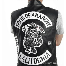 (S-Hoodie harmaa) Sons Of Anarchy huppari TV SOA Cosplay asu miehille vetoketjullinen takki nahka
