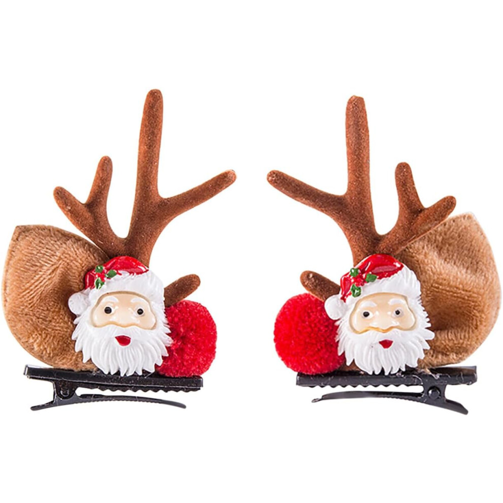 (B) Christmas Decorations Christmas Hanging Decoration Children's Christmas Deer Horn Hair Clip Christmas Hair Clip Cute Clip Hair Clip Hair Clip Xmas